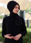 İNCİLİ ŞİFON ŞAL SİYAH 33035