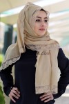 YAZLIK DANTELLİ ŞAL BEJ - 32326
