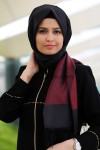 İPEK GÖRÜNÜMLÜ TAFTA ŞAL - SİYAH BORDO