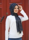 ŞERİT DESENLİ ŞAL SİYAH - 40276