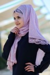 %100 PAMUKLU DANTELLİ ŞAL - PEMBE