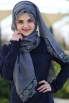 %100 PAMUKLU DANTELLİ ŞAL - GRİ