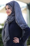 %100 PAMUKLU DANTELLİ ŞAL - GRİ