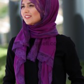 KLİMALI DANTELLİ ŞAL MOR