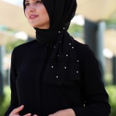 İNCİLİ ŞİFON ŞAL SİYAH 33035