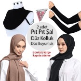 2 Adet Pıt Pıt Şal - 1 Adet Düz Boyunluk - 1 Çift Düz Kolluk 2 Adet Pıt Pıt Şal - 1 Adet Düz Boyunluk - 1 Çift Düz Kolluk