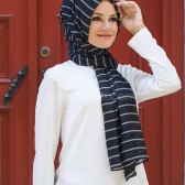 ŞERİT DESENLİ ŞAL SİYAH - 40276