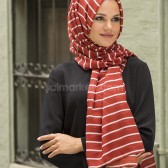 ŞERİT DESENLİ ŞAL BORDO - 40279 ŞERİT DESENLİ ŞAL BORDO - 40279