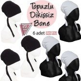 6 Adet Topuzlu Dikişsiz Bone