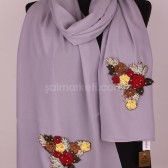 NAKIŞ DETAYLI KREP ŞAL - GÜÜMÜŞ