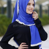 İSRA PÜSKÜLLÜ PENYE ŞAL - SAKS İSRA PÜSKÜLLÜ PENYE ŞAL - SAKS