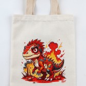 EJDERHA DESENLİ BASKILI HAM BEZ ÇANTA