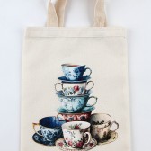 FİNCAN DESENLİ BASKILI HAM BEZ ÇANTA