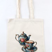 FİNCAN DESENLİ BASKILI HAM BEZ ÇANTA