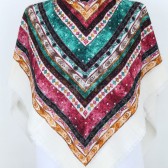 FLAMLI İP ÇEKME EŞARP - KREM 40886 FLAMLI İP ÇEKME EŞARP - KREM 40886