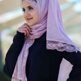 %100 PAMUKLU DANTELLİ ŞAL - PEMBE