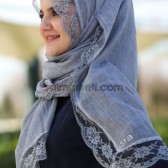 %100 PAMUKLU DANTELLİ ŞAL - GÜMÜŞ GRİ %100 PAMUKLU DANTELLİ ŞAL - GÜMÜŞ GRİ