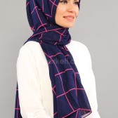 KARE DESENLİ PAMUKLU ŞAL - AÇIK LACİVERT 39016 KARE DESENLİ PAMUKLU ŞAL - AÇIK LACİVERT 39016