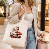 KÜÇÜK KIZ DESENLİ BASKILI HAM BEZ ÇANTA