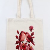 KUŞ DESENLİ BASKILI HAM BEZ ÇANTA