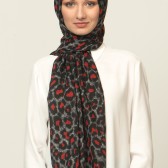 LEOPAR DESENLİ ŞAL SİYAH KIRMIZI 40894