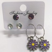 Lila Papatya Küpe 3 lü Set 986 Lila Papatya Küpe 3 lü Set 986