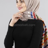 İPEKSİ ÇİZGİLİ PAMUKLU ŞAL - VİZON 38927 İPEKSİ ÇİZGİLİ PAMUKLU ŞAL - VİZON 38927