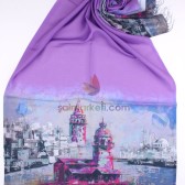 DİJİTAL BASKILI POLİVİSKON ŞAL MOR 29803 DİJİTAL BASKILI POLİVİSKON ŞAL MOR 29803