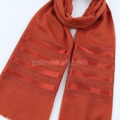 SATEN ŞERİTLİ COTON ŞAL - KİREMİT 41208 SATEN ŞERİTLİ COTON ŞAL - KİREMİT 41208