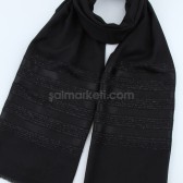 SATEN ŞERİTLİ COTON ŞAL - SİYAH 41204 SATEN ŞERİTLİ COTON ŞAL - SİYAH 41204