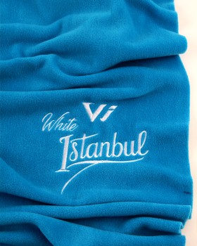 WHİTE İSTANBUL-YAT KİRALAMA LOGO NAKIŞLI POLAR ŞAL