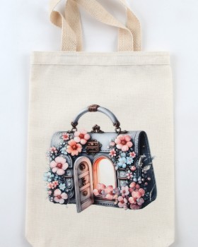 ÇANTA DESENLİ BASKILI HAM BEZ ÇANTA