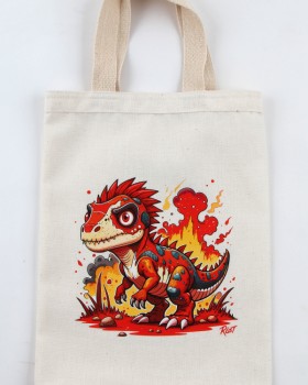 EJDERHA DESENLİ BASKILI HAM BEZ ÇANTA