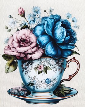 FİNCAN DESENLİ BASKILI HAM BEZ ÇANTA