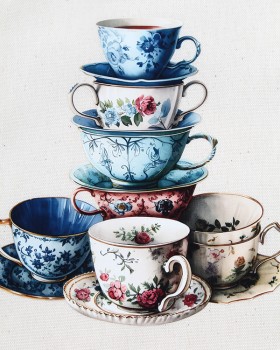 FİNCAN DESENLİ BASKILI HAM BEZ ÇANTA