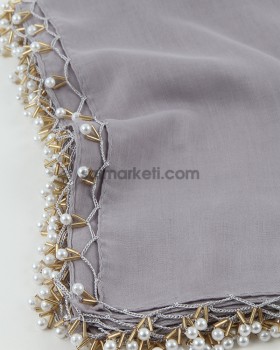 İNCİ BONCUKLU YAZMA GRİ