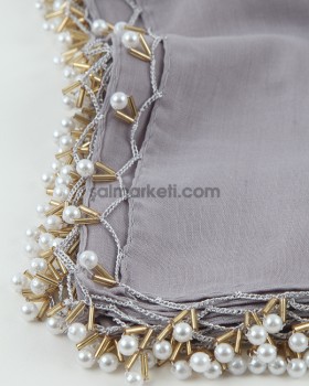 İNCİ BONCUKLU YAZMA GRİ