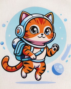 KEDİ DESENLİ LOGO BASKILI HAM BEZ ÇANTA