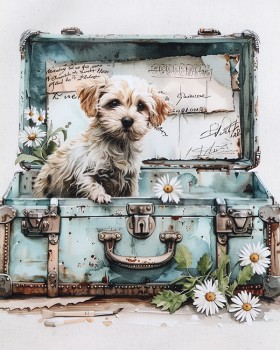 KÖPEK DESENLİ BASKILI HAM BEZ ÇANTA