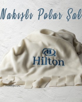 OTELLERE ÖZEL LOGO NAKIŞLI KALIN POLAR ŞAL