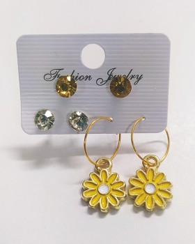 Sarı Papatya Küpe 3 lü Set