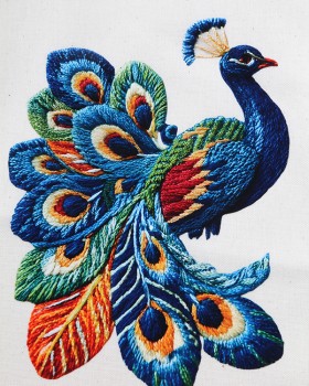 TAVUS KUŞU DESENLİ BASKILI HAM BEZ ÇANTA