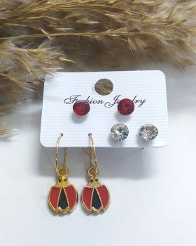 Uğur Böcekli Küpe 3 lü Set