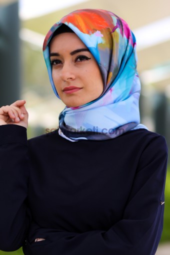 DİJİTAL BASKILI EBRULİ EŞARP 32406