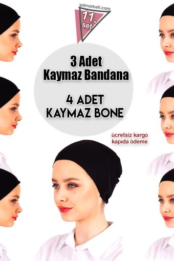 4 Adet Kaymaz Bone - 3 Adet Kaymaz Bandana