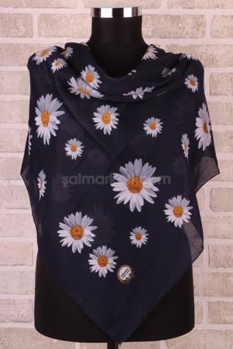 PAPATYA DESENLİ LÜKS İNDİA - LACİVERT