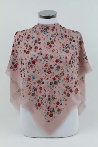 ÇİÇEK DESENLİ FLAMLI EŞARP PEMBE 42431