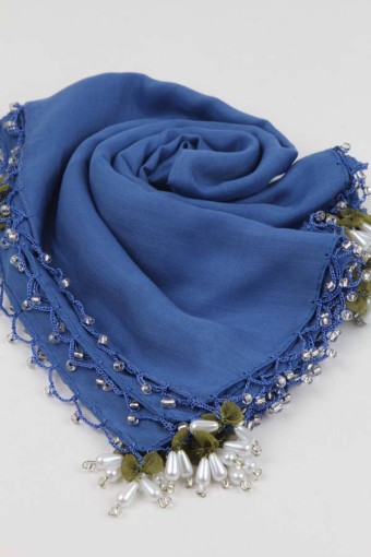 İNCİ DAMLA BONCUKLU YAZMA İNDİGO 42401