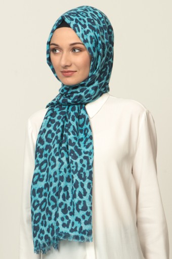 LEOPAR DESENLİ ŞAL LACİVERT 40893