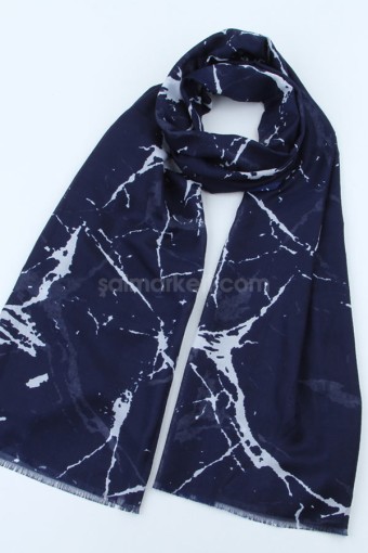 MERMER DESENLİ ŞAL LACİVERT 41193